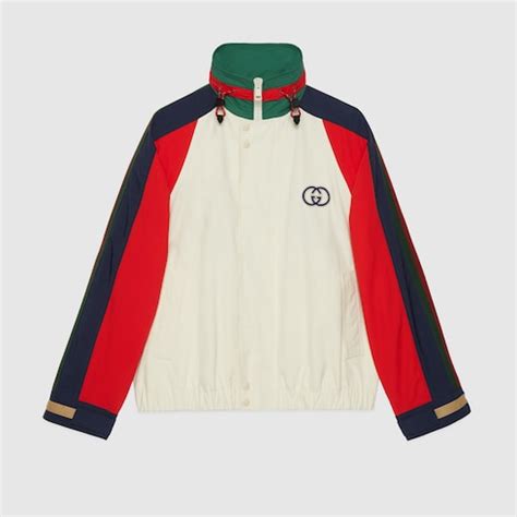 cotton jacket with gucci pool patch|Cotton nylon jacket with patch in multicolor .